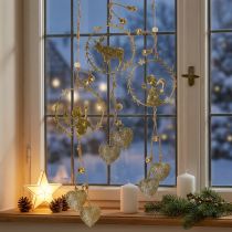 daiktų Deco pakabos langas, metalinis vainikas Adventas, angelas, elnias Ø9cm rinkinys iš 3