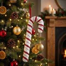 daiktų Deco Candy Cane Kalėdinis raudonas baltas dryžuotas H34cm