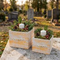 daiktų Augalų stalčius su rankena oranžinės baltos medienos 12/15cm rinkinys 2 vnt