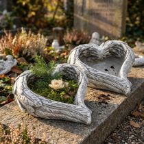 daiktų Augalinės širdies plunksnos išlietos akmeninės širdelės pilka balta 13×12×6cm 2vnt