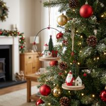daiktų Dekoratyvinė kabykla Kalėdų Senelis Snowman Star H13cm 2vnt