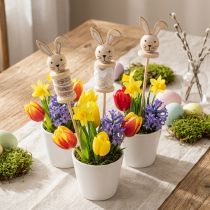 daiktų Flower Stick Rabbit Wood Natural, Ruda, Balta L32cm 8 vnt