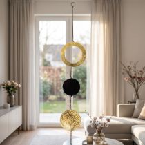 daiktų Pakabinami langų dekoravimo apskritimai ir diskai, modernūs bet kokiam kambario dizainui, 80 cm