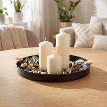 daiktų Metalinis padėklas apvalus žvakių padėklas juodas Ø20cm H2,5cm 2vnt