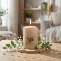 daiktų PURE kolonų žvakė Beige Wenzel žvakės 90/60mm