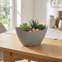 daiktų Dekoratyvinis dubuo plastikinis pilkas 20cm x 9cm H11,5cm 1 vnt