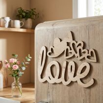 daiktų Širdelės "Love" medinė apdaila natūrali su magnetu dekoravimo ženklu 20,5/25cm 6 vnt
