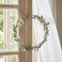 daiktų Langų dekoracija, durų vainikas, „shabby chic“ gėlių vainikas, metalinis, baltas, Ø16,5 cm