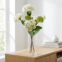 daiktų Dirbtinės gėlės sniego gniūžtės augalas Virburnum baltas Ø8cm 64cm