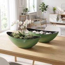 daiktų Modernus žalias pusmėnulio dubuo iš plastiko 39 cm - universalus dekoravimui - 2 vnt