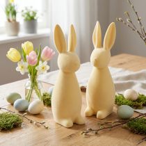 daiktų Dekoratyvinis Velykų zuikis – 2 pasirinkimas – Flocked šviesiai geltonas H29,5cm 2 vnt.