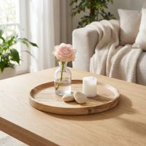 daiktų Dekoratyvinis padėklas/lėkštė iš natūralios akacijos medienos, Ø20cm