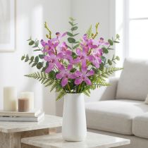 daiktų Dirbtinės orchidėjos 8 violetinės gėlės Ø3,5cm–5cm 2vnt