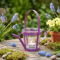 daiktų Žibinto stiklo dekoratyvinė laistytuvu metalinė rožinė Ø14cm H13cm
