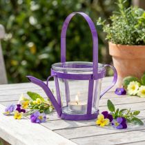 daiktų Žibinto stiklo dekoratyvinė laistytuvu metalinė violetinė Ø14cm H13cm