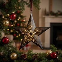 daiktų Kalėdinė kabykla Star Metal Star Black H19cm