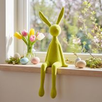 daiktų Velykų zuikutis ant lentynos, sukamaisiais raižiniais, gelsvai žalias, 56 cm