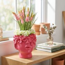 daiktų Plant Head Polyresin Bust Planter Rožinė 13,5×13×14cm