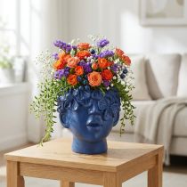 daiktų Plant Head Polyresin Bust Planter Mėlyna 13,5×13×14cm