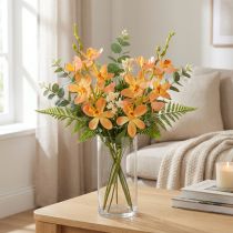 daiktų Dirbtinės orchidėjų šakelė 8 Gėlės Oranžinė L38cm 2vnt