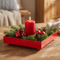 daiktų Dekoratyvinis padėklas kvadratinis raudonas metalinis padėklas 15 × 15 cm 2 vnt.