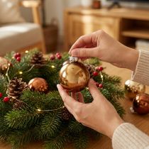 daiktų Mini kalėdiniai rutuliukai aukso rudo mišinio stiklas Ø3,5cm 22 vnt
