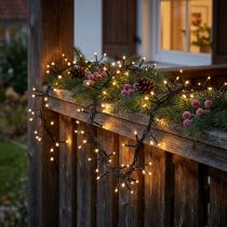 daiktų LED šviesos grandinėlė lauke 288er 2,4m juoda/šilta balta