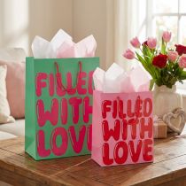 daiktų Dovanų maišeliai su rankenomis „Kupinas meile“ A36/23cm, 2 vnt. rinkinys