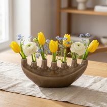 daiktų Dekoratyvinė Vaza Valtis Keraminė Vaza Ruda 23×8,5cm H11cm