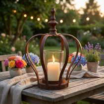 daiktų Lantern Crown Brown Rust su žvakių stiklu Ø14cm H18cm