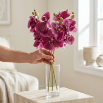 daiktų Dirbtinės orchidėjos violetinės dirbtinės gėlės kaip tikros 56cm 3 vnt