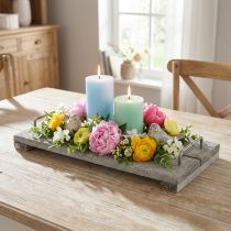 daiktų Stalo dekoracija, dekoratyvinis padėklas „shabby chic“ stiliaus, padėklas su kojelėmis, medinė dekoracija 40 cm