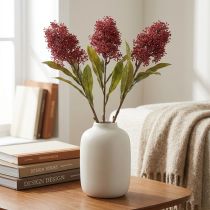 daiktų „Skimmie“ dirbtinės gėlės, burgundiškos, japoninės „Skimmia“ sauso efekto, 59 cm, 3 vnt.