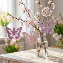 daiktų Deco butterflies deco kabykla violetinė/rožinė/rožinė 12cm 12vnt
