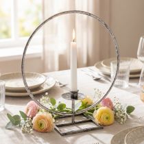daiktų Dekorinis žiedas metalinis žvakidė sidabrinis shabby chic Ø32cm
