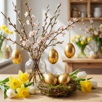 daiktų Vištienos kiaušiniai Golden Blown Eggs Velykų dekoracija 10 vnt