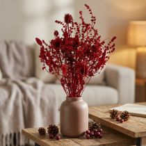 daiktų Džiovintų gėlių puokštė, vyno raudonumo, dekoratyvinis usnis, 40 cm, 80 g