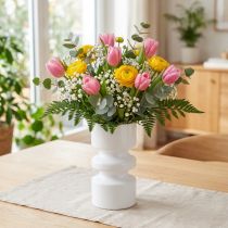 daiktų Metalinė gėlių vaza kreminės baltos spalvos emaliu Ø9cm H17,5cm