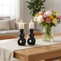 daiktų Žvakidės Keraminė Žvakidė Juoda Modern H16cm 2vnt