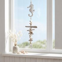 daiktų Jūrų dekoravimo girlianda Driftwood Shells Seahorse White 55cm