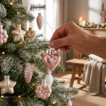 daiktų Eglutės papuošimai stiklas Eglutės papuošalai pastelinė 12 vnt