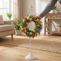 daiktų Vainikų laikiklis, baltas, „Shabby Chic“ stiliaus, vainikų stovas, 1 kabliukas, aukštis 76 cm