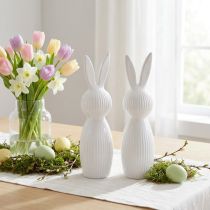 daiktų Paprasta triušio figūrėlė kaip dekoratyvinis elementas šiuolaikinėms pavasarinėms kompozicijoms, 22 cm, 2 dalys