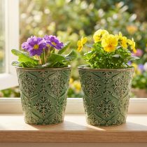 daiktų Sodinamosios keramikos traškučių glazūra žalia Ø10cm H13cm 2vnt