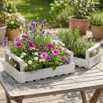 daiktų Gėlių dėžutė Shabby Chic augalų dėžutė medinė balta 38/31cm rinkinys iš 2