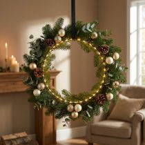daiktų Pakabinamas metalinis LED žiedas 110L šiltai baltas, Ø35cm