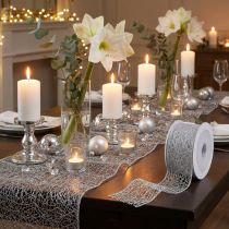daiktų Deco juostelės tinklelio juostelė sidabrinė 50mm 20m