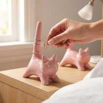daiktų Katės dekoratyvinė figūrėlė, ideali miegamojo ir vonios kambario dekoracija, 14 cm, 2 dalys