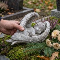 daiktų Dekoratyvinė angelo figūrėlė miegančiam su sparnais, kapas, 22,5 cm