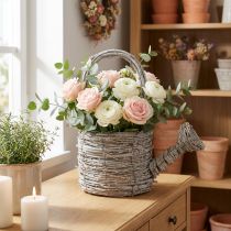 daiktų Dekoratyvinė laistytuvas su skoningu pintu dizainu elegantiškam namų dekorui, 26 cm